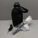 Insulated Water Bottle | Thickened Stainless Steel Vacuum Metal | Portable Sports Half Gallon Large Water Jug for Gym and Hiking with Straw, Carrier Bag, Handle Strap | BPA-Free 64 oz (Advanced Black)