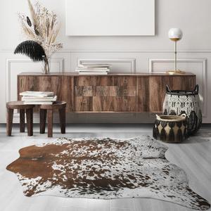 Cowhide Rug 5.2 x 6.2 Feet, Cow Hide Rug Durable No-Slip Backing, Faux Cowhide Rug Thickened Elastic, for Bedroom Living Room Home Office Western Decor