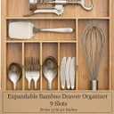 Liviys Cutlery Drawer Organizer for Kitchen Utensils, 13-20 Inches Expandable Bamboo Utensil Tray, Large Wooden Silverware Organizer Insert for Kitchen Drawers