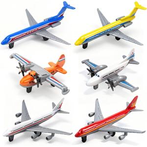 Toy Airplane 6 Pack, Diecast Airplane Toy for Boys Age 3 4-7 8-12, Alloy Planes Model/Glider Planes/Airlines Plane Toys for Kids Birthday Airforce Party Favors
