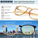 2 x Blue Light Blocking Glasses for Women/Men - 4-Pack Computer Reading/Gaming/TV/Phone Glasses, Anti-Glare