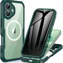 CENHUFO Magnetic Privacy for iPhone 17 Case [Compatible with Magsafe] Full Body Phone Case Built-in 9H Tempered Glass Privacy Screen Protector Camera Protection Shockproof Bumper Clear Cover -Green