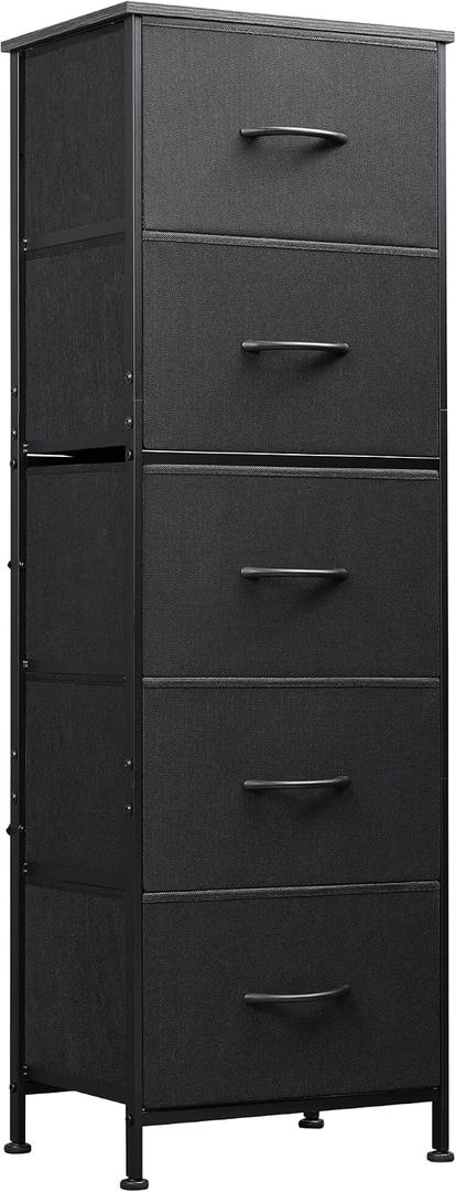 WLIVE Tall Dresser for Bedroom, 5 Drawer Dresser, Charcoal Black, 11.8"D x 15.7"W x 47.5"H
