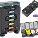Weekly Pill Organizer 7 Day 4 Times a Day Large Pill Box Organizer with Drawer Designed Daily Pill Organizer to Hold Medicine, Medication, Vitamins and Fish Oils (Black)