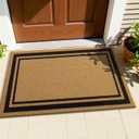 OLANLY Front Door Mat, Low Profile Doormat, Stain and Fade Resistant, Easy to Clean, for Indoor and Outdoor Entrances, Patio Porch or Entryway, Brown (30x17 Inch, Classic Border)