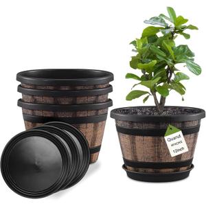 4 Pack 12 Inch Plant Pots,Large Flower Pots for Outdoor