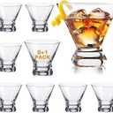Mfacoy Martini Glasses Set of 9(Buy 8, get 1 Free), Crystal Cocktail Glasses 8 Ounces, Hand Blown Stemless Martini Glasses for Bar, Martini, Cosmopolitan, Manhattan, Gimlet, Pisco Sour Brandy