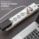 GE Surge Protector Power Strip, 15 Ft Extension Cord, 6 Outlet Extender, 800 Joules, Flat Plug, Twist-to-Close Safety Covers, ETL Listed, White, 50768