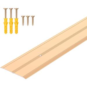 Raytano 36"L2.4"W 0.1"H Flat Profile Aluminum Floor Transition Strip, Metal Door Threshold for Carpet Wood Tile Vinyl Flooring Gaps, Indoor and Outdoor Doorway Decoration Protector(Golden,1pcs)