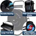 Heavy Duty Strapping Cart, Strapping Dispenser for Poly/Plastic Steel/Fibre Strapping, Moveable Strapping Dispenser Deluxe Banding Cart with Built-in Tray, Black