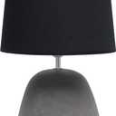 Simple Designs LT2058-BLK Round Concrete Table Lamp, Black