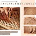 Rattan Fruit Basket for Kitchen Counter, Natural Wicker Bread Basket for Serving, Hand Woven Food Baskets, Decorative Bread Baskets for Serving, Fruits, Snacks, Candies, Nuts, Keys, Etc.(Round-Combo)