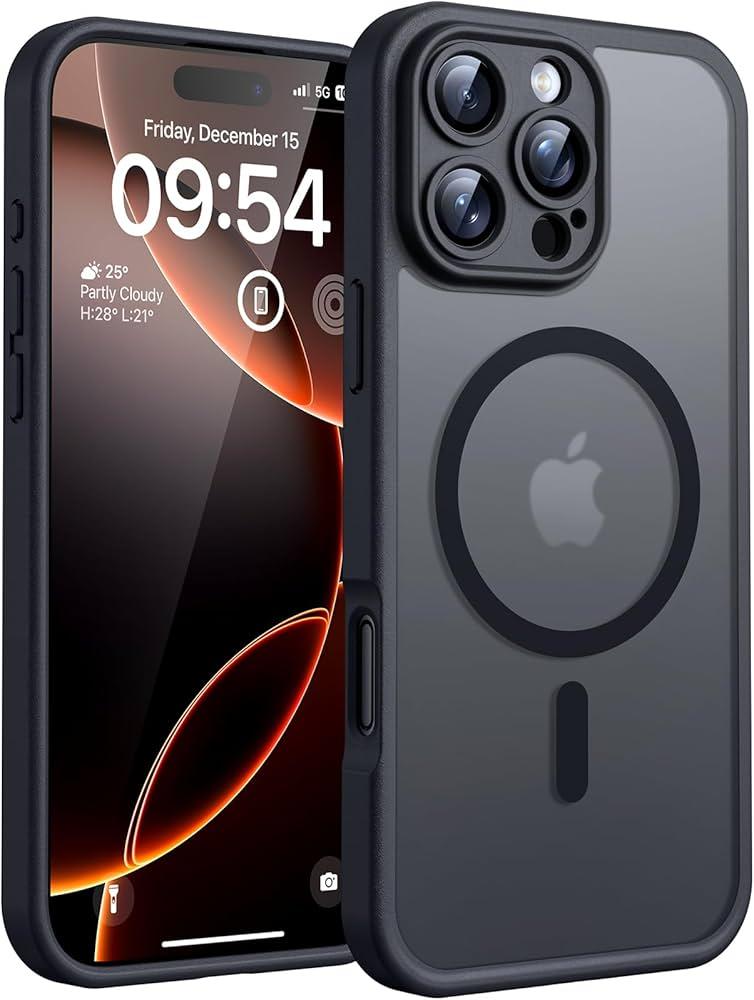 iPhone 16 Pro Max Case, Compatible with Magsafe, Full Camera Protection, Drop Protection, Magnetic Translucent Matte Back Bumper Phone Case for 16 Pro Max 6.9-Inch (Black) iPhone 16 Pro Max Case, Compatible with Magsafe, Full Camera Protection, Drop Protection, Magnetic Translucent Matte Back Bumper Phone Case for 16 Pro Max 6.9-Inch (Black)