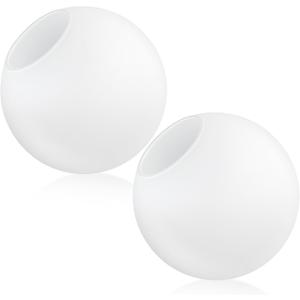 Retisee 2 Pcs 6 Inch Glass Lamp Shade Replacement Milky White Glass Globes Shade Frosted 2.67 Inches Fitter Opening Lighting Fixture Replacement Light Bulb Cover