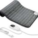 Electric Heating pad for Back Neck Shoulder Knee Arms Legs- Electric Heat Pads with 6 Heat Settings & Auto Shut Off &Dry/Moist Heat Heating Pad for Birthday Mother Father Gril Men Women (24"X12", Dark Grey)