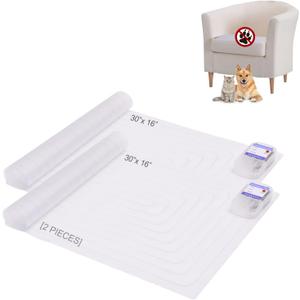 SEERWAY Scat Pet Shock Mat 2 Pieces, Shock Pads for Dogs and Cats Training Indoor, Electric Repellent Mat Keeps Pets Off Couch, Sofa, Countertop, 3 Modes, 2 Pieces Same Size, Battery Operated, 30"x16"