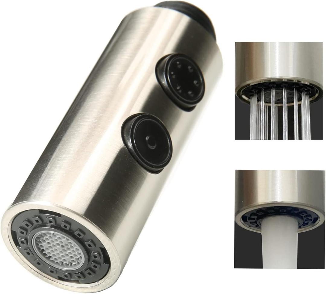 Kitchen Sink Faucet Sprayer Head, 2 Functions Sprayer Attachment for Faucet,Pull Down Faucet Head Replacement Part, G 1/2 Pull Out Spray Head for Kitchen Faucet Tap Sprayer Spout (Brushed Nickel)