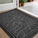 DEXI Front Door Mat Outside Entrance, Heavy Duty Non Slip Low Profile Doormat for Entryway, Trap Dirt and Moisture Welcome Mats, Easy Clean, Patio, Garage, 3'x2', Grey