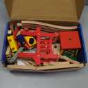 Play22 Wooden Train Set Toddler Toys - 38 Pieces Wood Train Track Set for Toddlers 3-4 Years with Crane, Bridge & Accessories