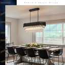 A AXILIXI Modern Rectangular Chandelier Black and Gold Crystal Chandeliers for Dining Room Linear Ceiling Pendant Light Long 32 Luxury Oval Chandelier 8 Lights for Kitchen Island Living Room