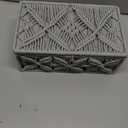 VinneGenzz Decorative Boho Storage Baskets with Lid Bohemian Macrame Jewelry Box Handmade Natural Cotton Rope Woven Bins Memory Keepsake Photo Makeup Organizer Shelf Container (Gray, Small)