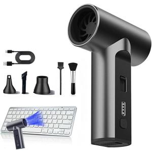 Compressed Air Duster 110000 RPM Electric Air Duster, Reusable no Canned Keyboard Cleaner for Office, Cordless Air Duster for Computer/Car (Gray)