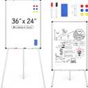 Magnetic Whiteboard Easel Stand, Dry Erase 36 x 24 White Board with Height Adjustable Tripod Stand, 3' x 2' Flipchart Easel Stand Presentation Board, 6 Magnets, 1 Eraser, 2 Pens