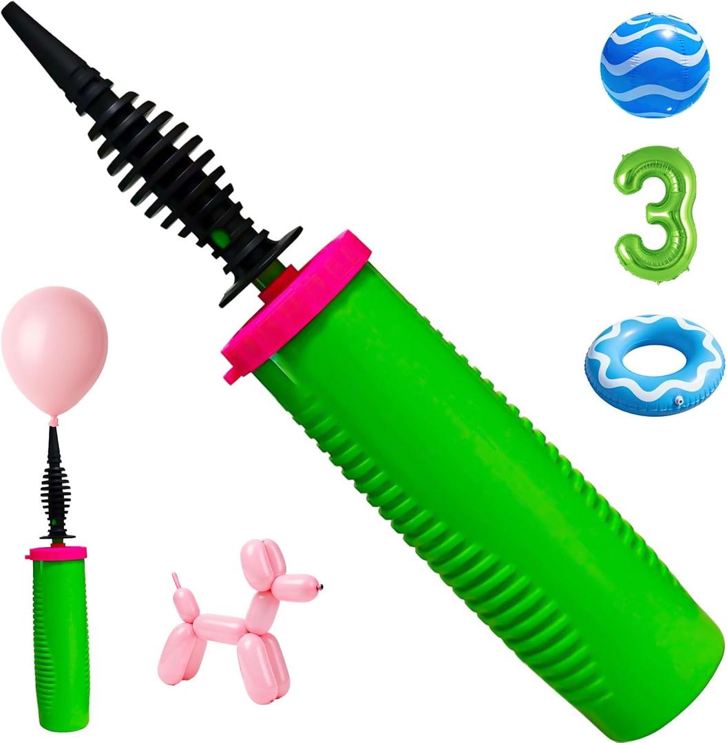Balloon Pump Hand Held  Two Way Dual Action Inflator Air Pump for Balloons (Green)