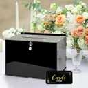 Black Acrylic Card Box with Slot & Lock Acrylic Wedding Card Box Money Envelop Post Gift Cards Boxes Holder for Party Wedding Birthday Baby Shower Graduation Table Decor