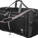 Bago Large Foldable Duffel Bags for Traveling Women & Men - 80L Packable Duffle Bag for Travel with Shoe Compartment - Water Repellant, Heavy Duty, Lightweight Folding & Collapsible (Black)