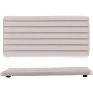 2 PCS Water Absorbent Diatomite Coasters Rectangle, Grooved Design, Water Absorbing Stone Used for Hand Soaps & Plants & toiletries in The Modern Home (8.3 x 4 inches, White)