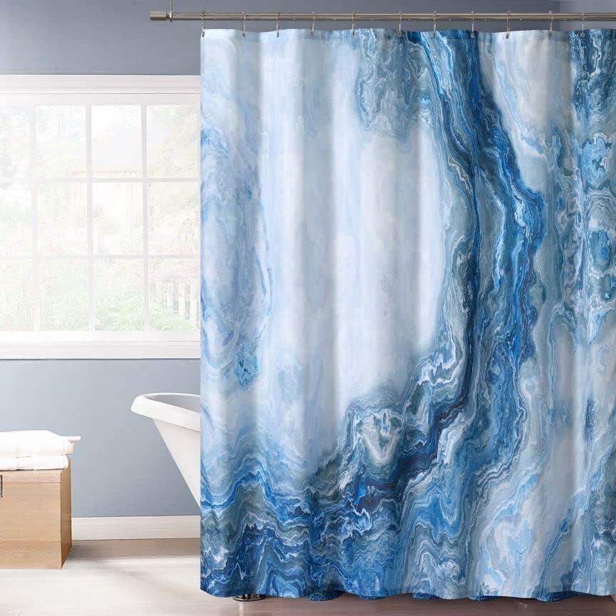 Blue Shower Curtain Marble Texture for Bathroom, Blue Polyester Fabric Waterproof Bathroom Decor,72 x 72 Inch,Standard Size Blue Shower Curtain Marble Texture for Bathroom, Blue Polyester Fabric Waterproof Bathroom Decor,72 x 72 Inch,Standard Size