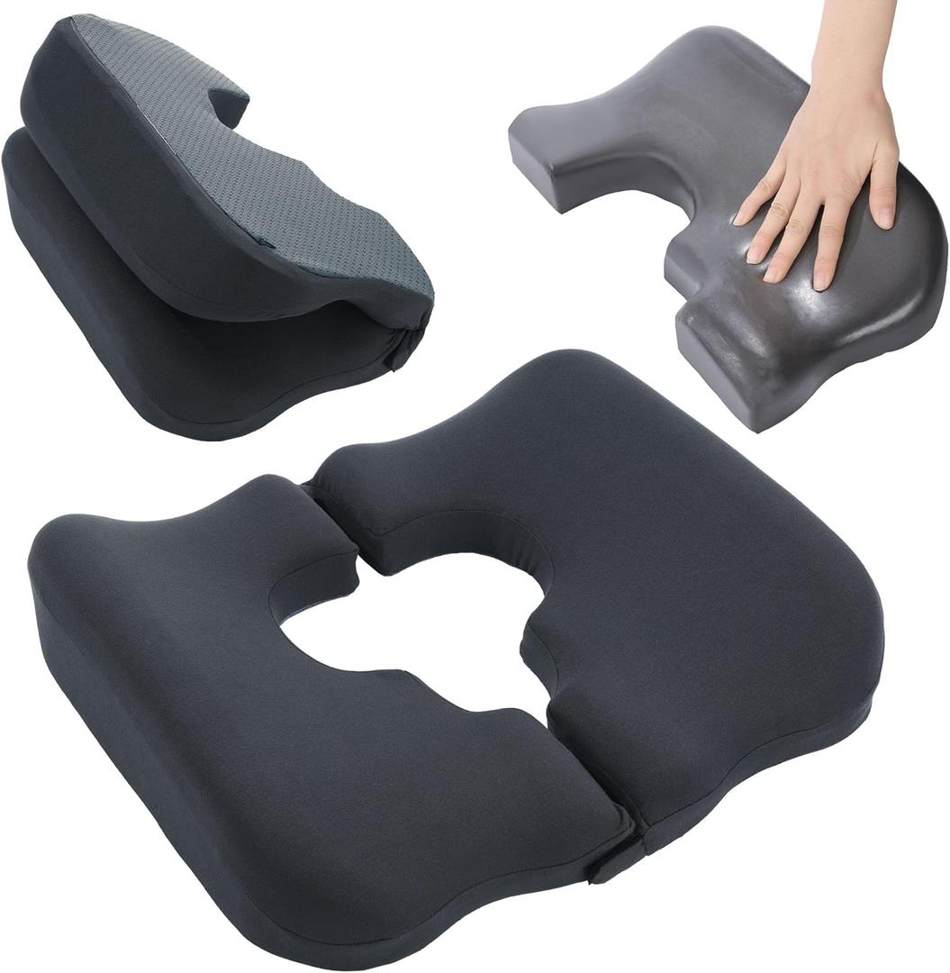 HOMBYS Memory Foam Bed Sore Cushions for Butt,Bedsore Pressure Relief Pillow for Sleeping and Sitting,Cushion for Bed Sores on Buttocks, T Shaped Opening Tailbone Pillow, Patent Pending(Dark Grey)