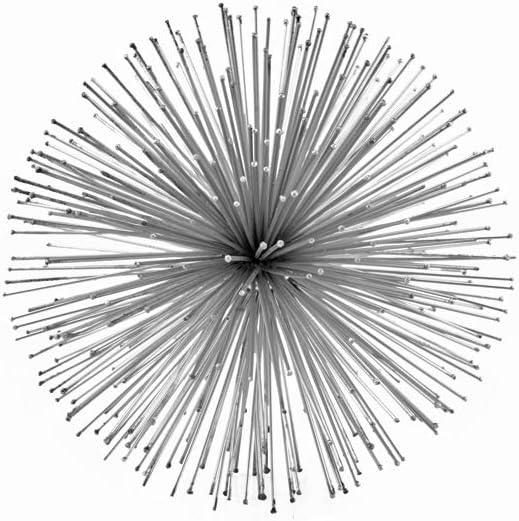 Modern Day Accents 5151 Erizo Spiked Medium Silver Sphere, Coffee Table Room Decor, Silver Decor, Table Decor, Shelf Decor, Modern Decor, Starburst Centerpiece, Spike Ball Decoration, Home, 8" D