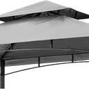 Grill Gazebo Replacement Canopy Roof  Hugline 5x8 Outdoor Grill Shelter Canopy Top Double Tiered BBQ Tent Cover Fit for Model L-GG001PST-F (Gray)