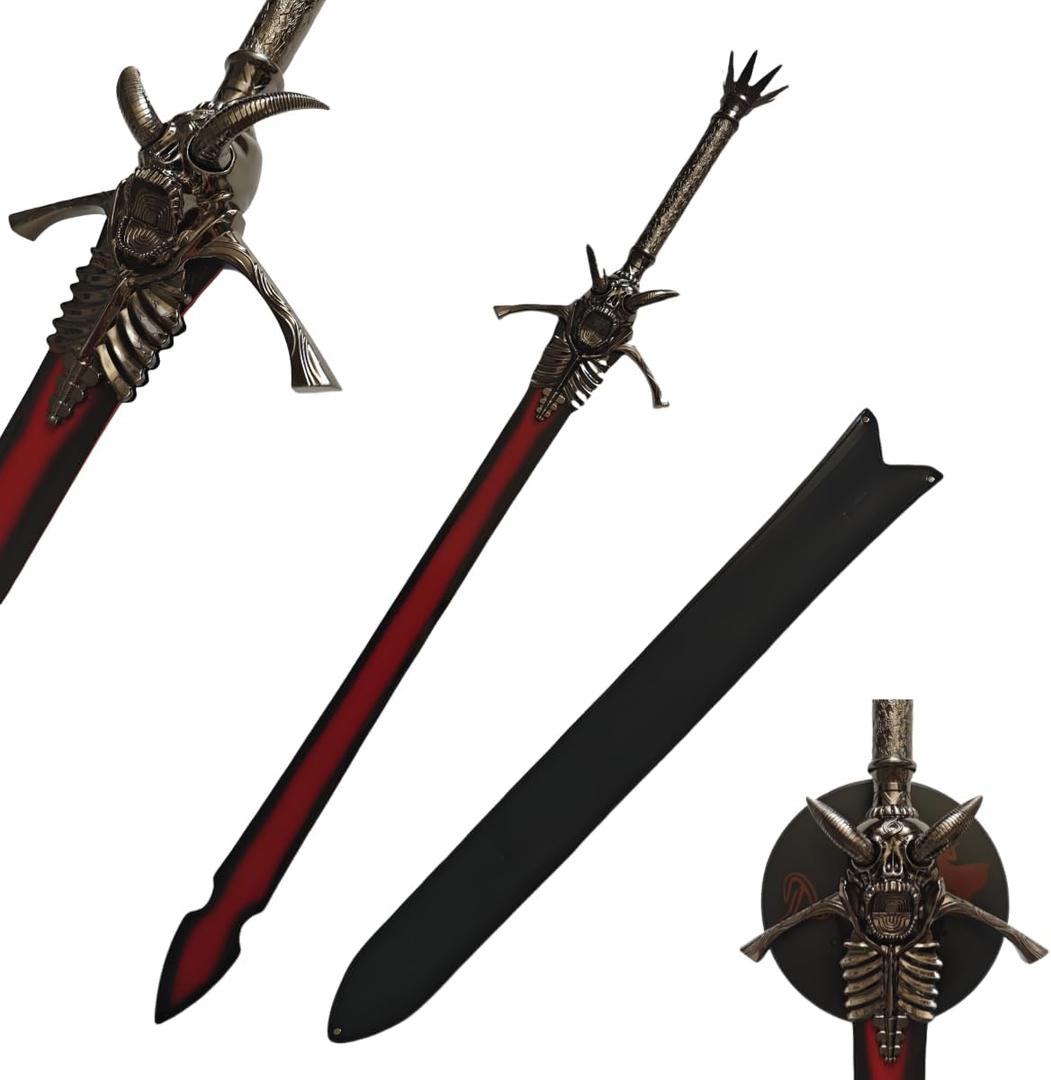 Sword Valley Rebellion/Rebellious Blade - Premium Fantasy-Themed Display Sword - Stainless Steel Blade, Zinc Alloy Guard, 136.5cm/53.74" Length, Hand Forged with Exquisite Detail (with Hanging Board)