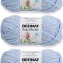 Bernat Baby Blanket Baby Blue Yarn - 3 Pack of 100g/3.5oz - Polyester - 6 Super Bulky - 72 Yards - Knitting/Crochet