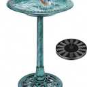 VIVOHOME Bird Bath with Solar Fountain for Outside, Polyresin Pedestal Bird Baths with Solar Powered Pump for Outdoor, Garden, Weather-Resistant Birdbaths with 20" Bowl, Green