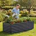 INNO STAGE 8x3x1.84ft Galvanized Raised Garden Bed, Raised Garden Bed Kit-Metal Planter Box Outdoor, Planting for Vegetables, Fruits, Herbs, Flowers, Grey, 832ft