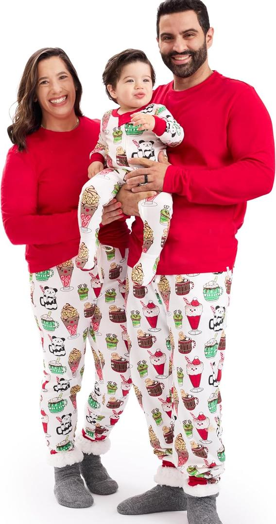 HonestBaby Family Matching Holiday Pajamas 100% Organic Cotton for Men, Women, Kids, Toddlers, Baby Boys, Girls, Unisex, Pets (24 Months, Snow Shakes)