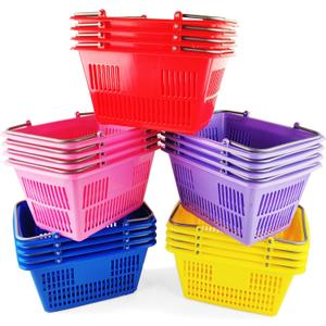 Boley Classroom Baskets - 20 Pack 10x6in Colorful Plastic Stackable Storage Bins with Handles - Ideal for School, Daycare, Home Organization, Art Supplies, Books, Toys, and More