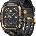 amBand for Apple Watch SE 2nd/SE/6/5/4 44mm Bands Case, M3 Stylish Wristband Transform iWatch into Rugged High-End Watch Look Ideal Gift for Husband Boyfriend Dad Brother Son - Black Gold
