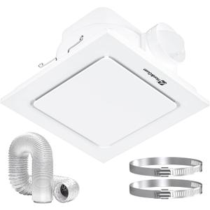 Hon&Guan Bathroom Exhaust Fan, Quiet Square Bathroom Vent Fan 111 CFM, 1.0 Sones, Ceiling Mount Ventilation Fan, Bath Ceiling Fans, Exhaust Fan for Home Bath Hotel