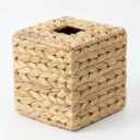 Rattan Tissue Box Cover, Square Wicker Tissue Box Holder, Handwoven Boho Decorative Cube Napkin Box, Rustic Water Hyacinth Tissue Holders for Bathroom Office Table Livingroom Local Stock (1 Pack)