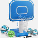 Pool Basketball Hoop, Pool Toys with Adjustable Height Includes 4 Balls(Size 6, 2×Size 3, Glow)/1 Nets/Pump for Indoor Outdoor Poolside Water Basketball Game, Fun Swimming Pool Games for Kids Adults