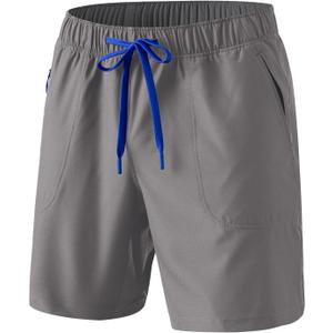 Separatec Mens Workout Shorts - 7 Inch Lightweight Breathable Quick Dry Gym Running Shorts for Men with Zipper Pockets (Gray, XL)