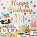 50pcs Happy Birthday Plates 7in Scalloped Colorful Candle Paper Plates Polka Dots Birthday Disposable Rainbow Dots Tableware for Home Brunch Birthday Decorations Party Baby Shower Favors 50