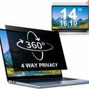 STARY 4-way 360Laptop Privacy Screen Filter 14 Inch 16:10 Ratio(1920x1200), Anti Glare & Blue Light Filter, Removable Privacy Screen Protector for Laptop Monitor, Compatible with HP Dell Acer Lenovo Samsung ASUS Toshiba