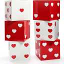 Tinlade 6 Pcs Casino Dice Boxes Party Decoration 7" Casino Night Dice Cardboard Boxes Table Top Centerpieces Red White Gift Box Decor Las Vegas Party Decoration Game Night Supplies