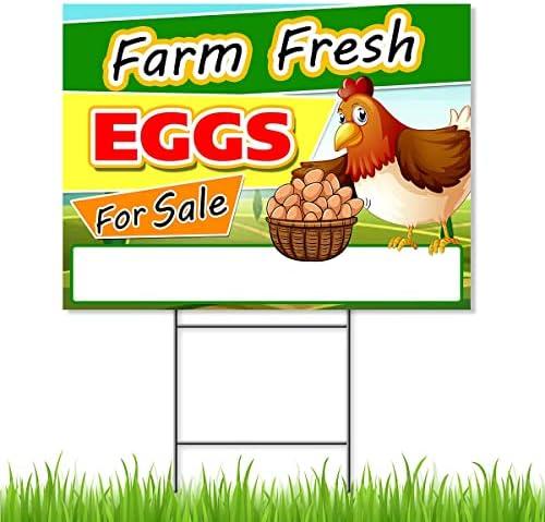 Fresh Eggs for Sale Sign, 18x24 DS Coroplast, Large Outdoor Farm Fresh Eggs Sign with Blank Space for Personal Info